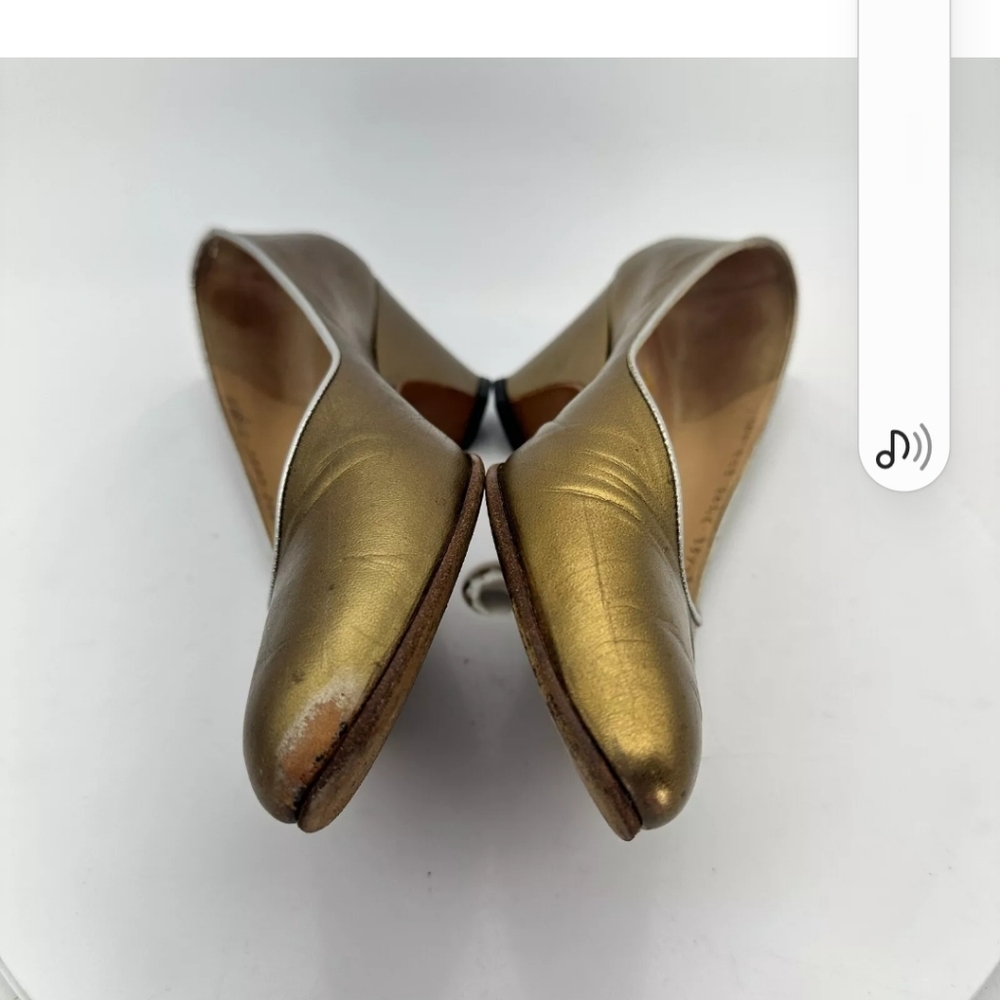 Gucci Women Size EU 35.5 AA US 5 Gold Leather Point Toe Heel Shoes - Picture 11 of 16